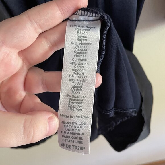 Michael Stars LP Nocturnal Blue V-Neck Long Sleeve Sutton Mixed Media Dress NWT - Picture 11 of 13